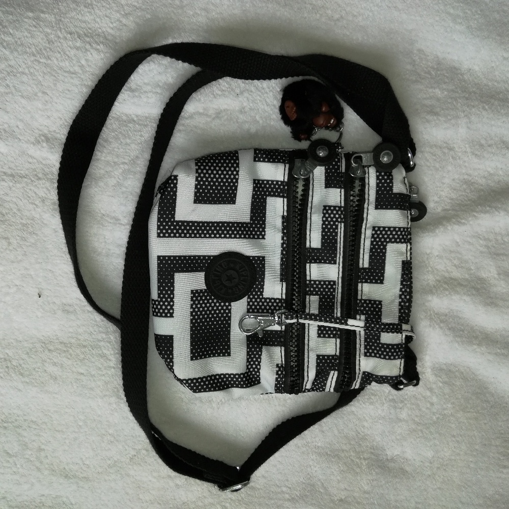 Black and White Kipling Crossbody